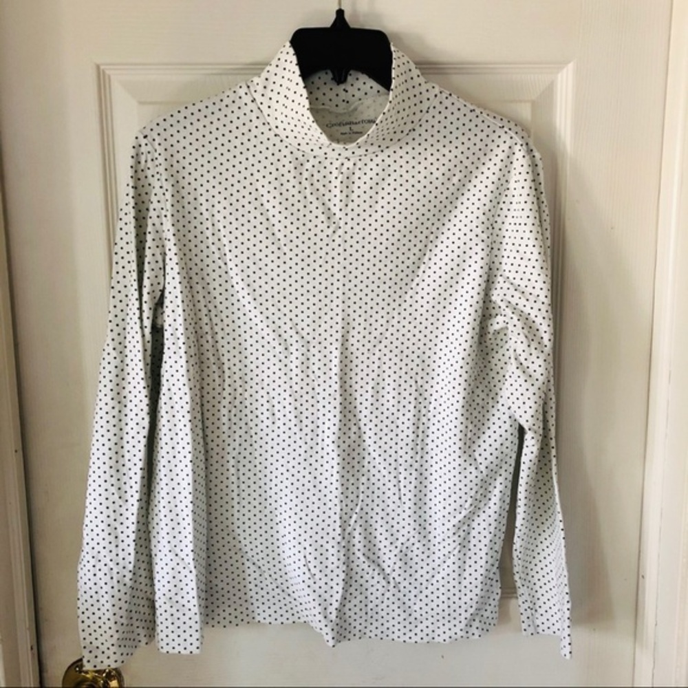 CROFT & BARROW White polkadot cotton long sleeve turtleneck SIZE large